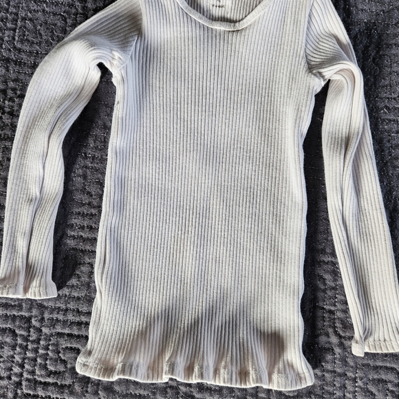 Cream Long Sleeve Ribbed Tee - Picture 1 of 5